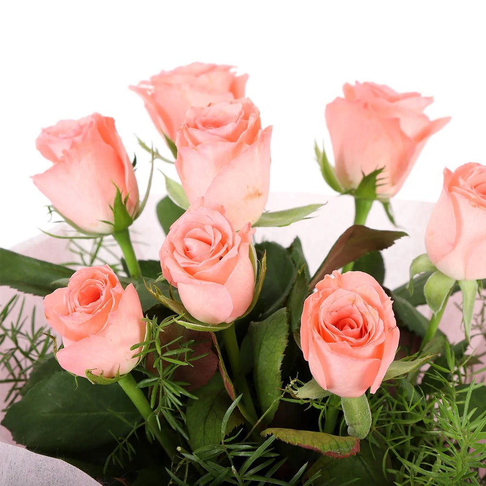 Womens Day Special - 8th March - Endearing 8 Pink Roses Bouquet