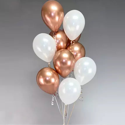 10 Pieces Chrome Gold n white Balloons