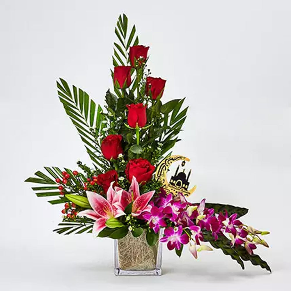 Ramadan Kareem Special Flowers In Glass Vase