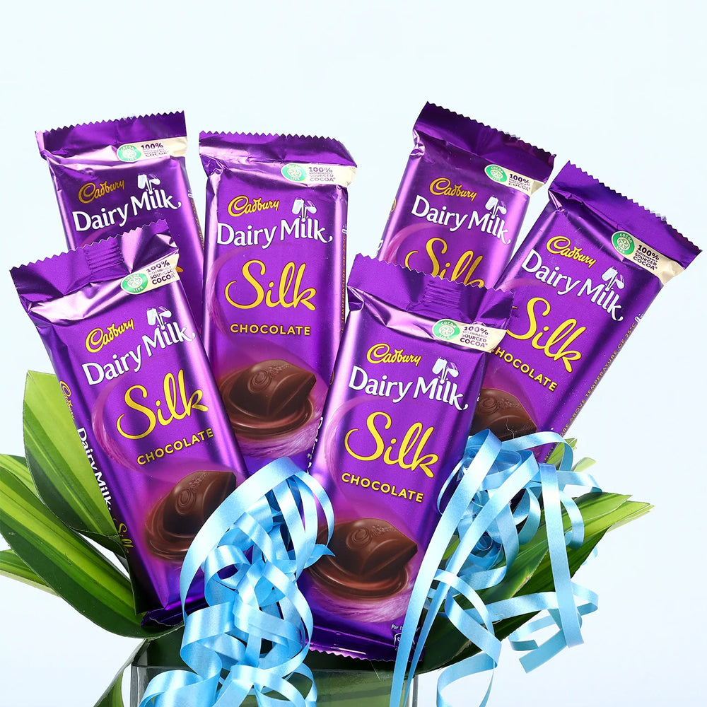 Brother's Day - Cadbury Dairy Milk Silk Glass Vase Arrangement
