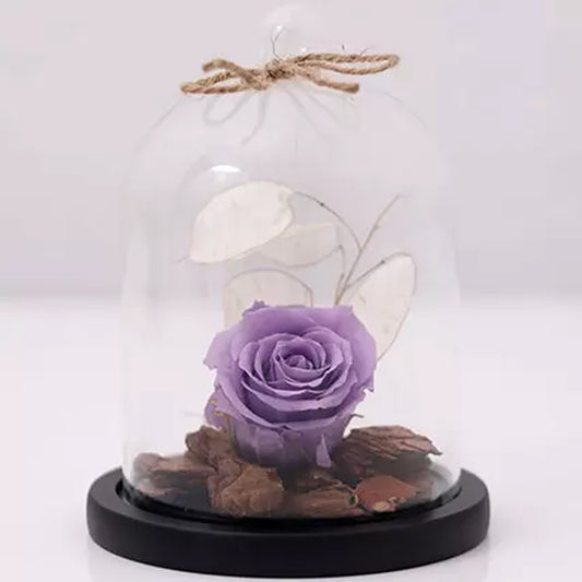 Onam -  Purple Forever Rose In Glass Dome