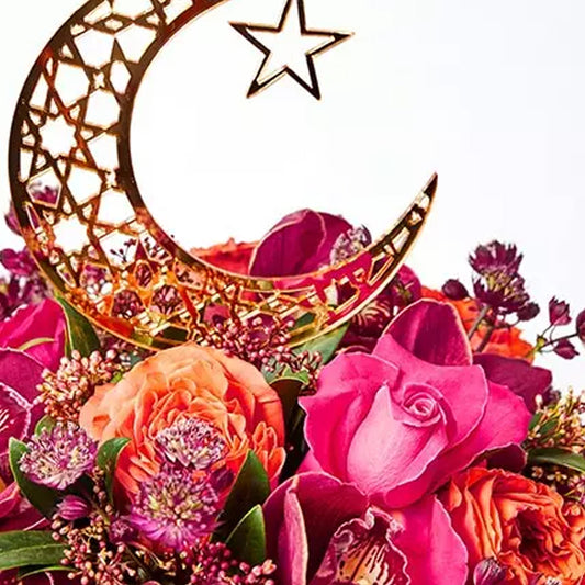 Ramadan -  Elegant Mixed Flowers In Moon N Star Decked Vase