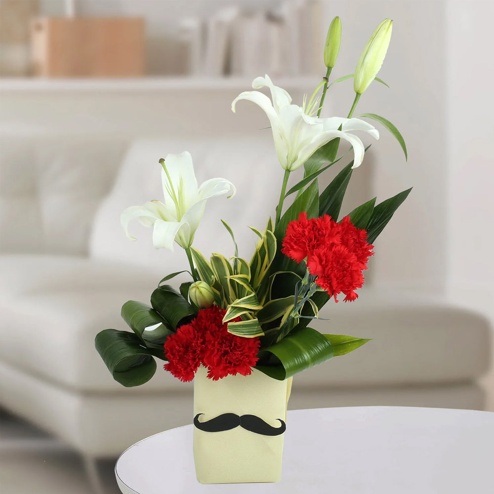 Father's Day - Carnations & Lilies Arrangement For Him