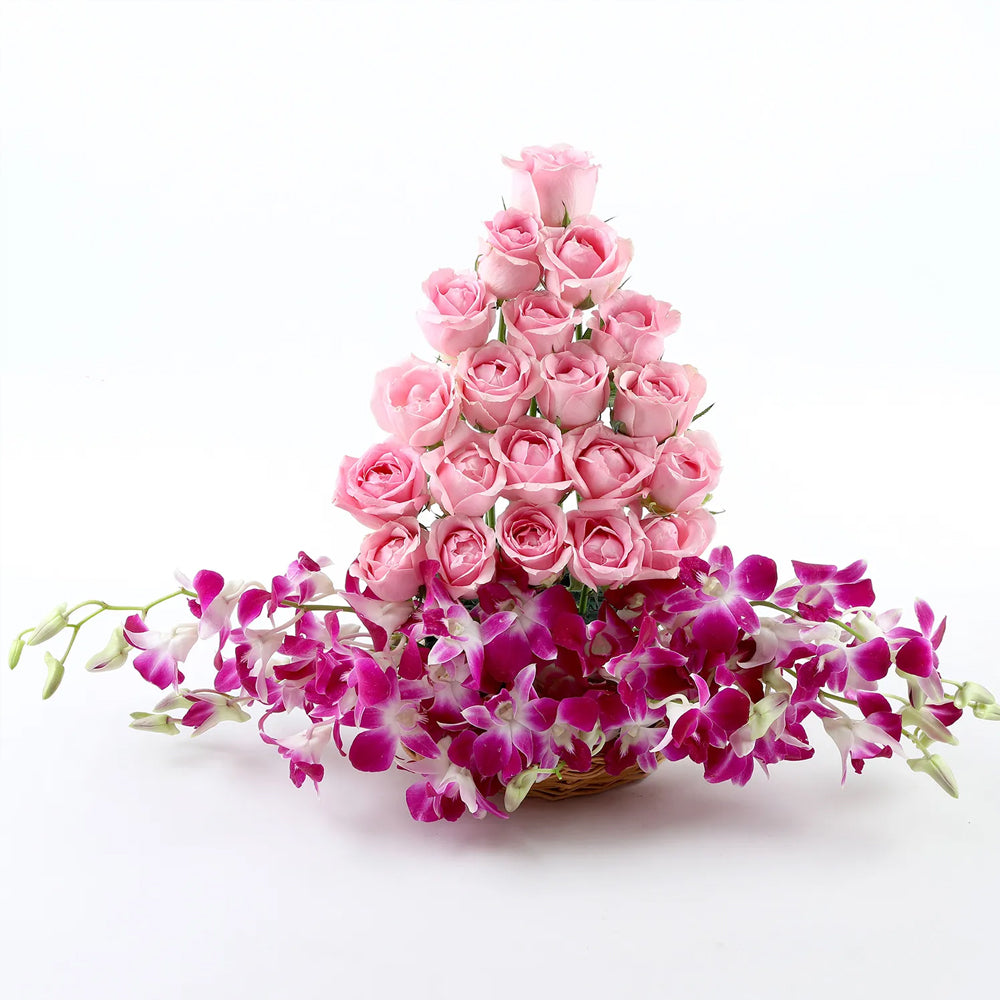 Womens Day Special - 8th March - Roses And Orchids Basket