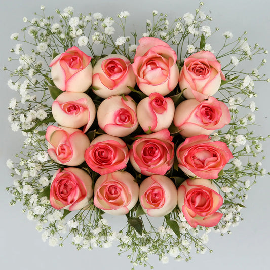 Womens Day Special - Pink Roses Arrangement In Wooden Base