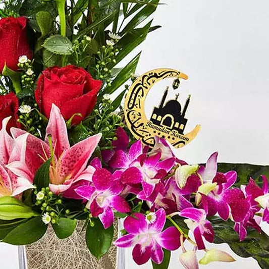 Ramadan Kareem Special Flowers In Glass Vase