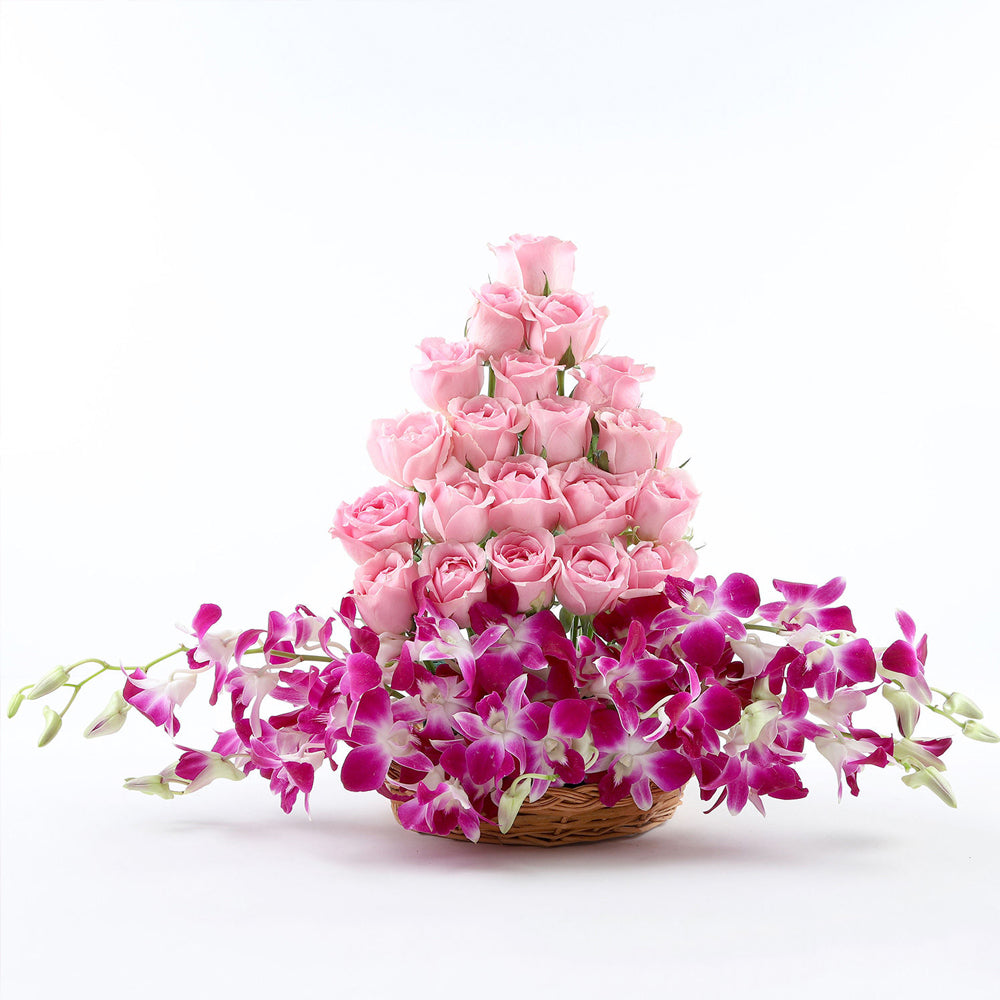 Womens Day Special - 8th March - Roses And Orchids Basket